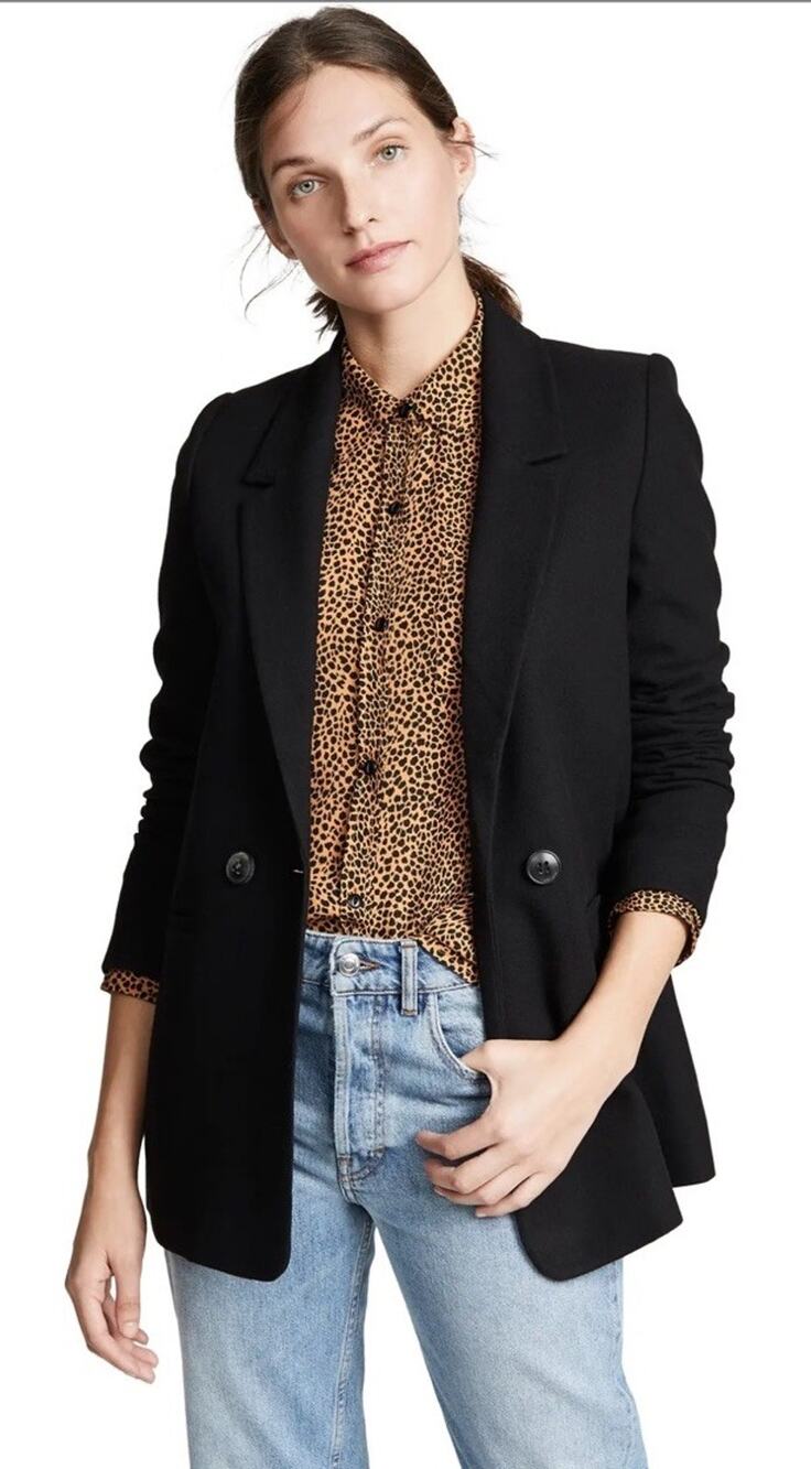Anine Bing Madeline Wool Blend Black Blazer Women’s Size XS
